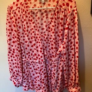 Extra large Free Assembly blouse.  Red, pink & white XL